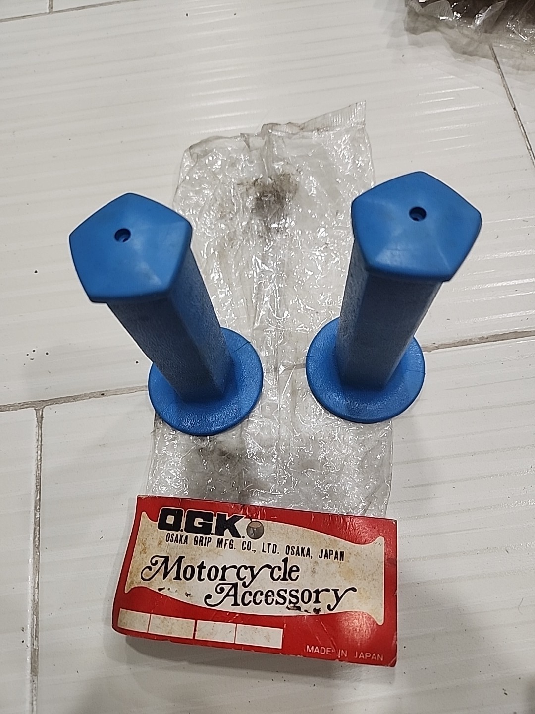 OLD SCHOOL BMX GRIPS OGK 76-6R BLUE JAPAN NOS GRIP 25mm Both