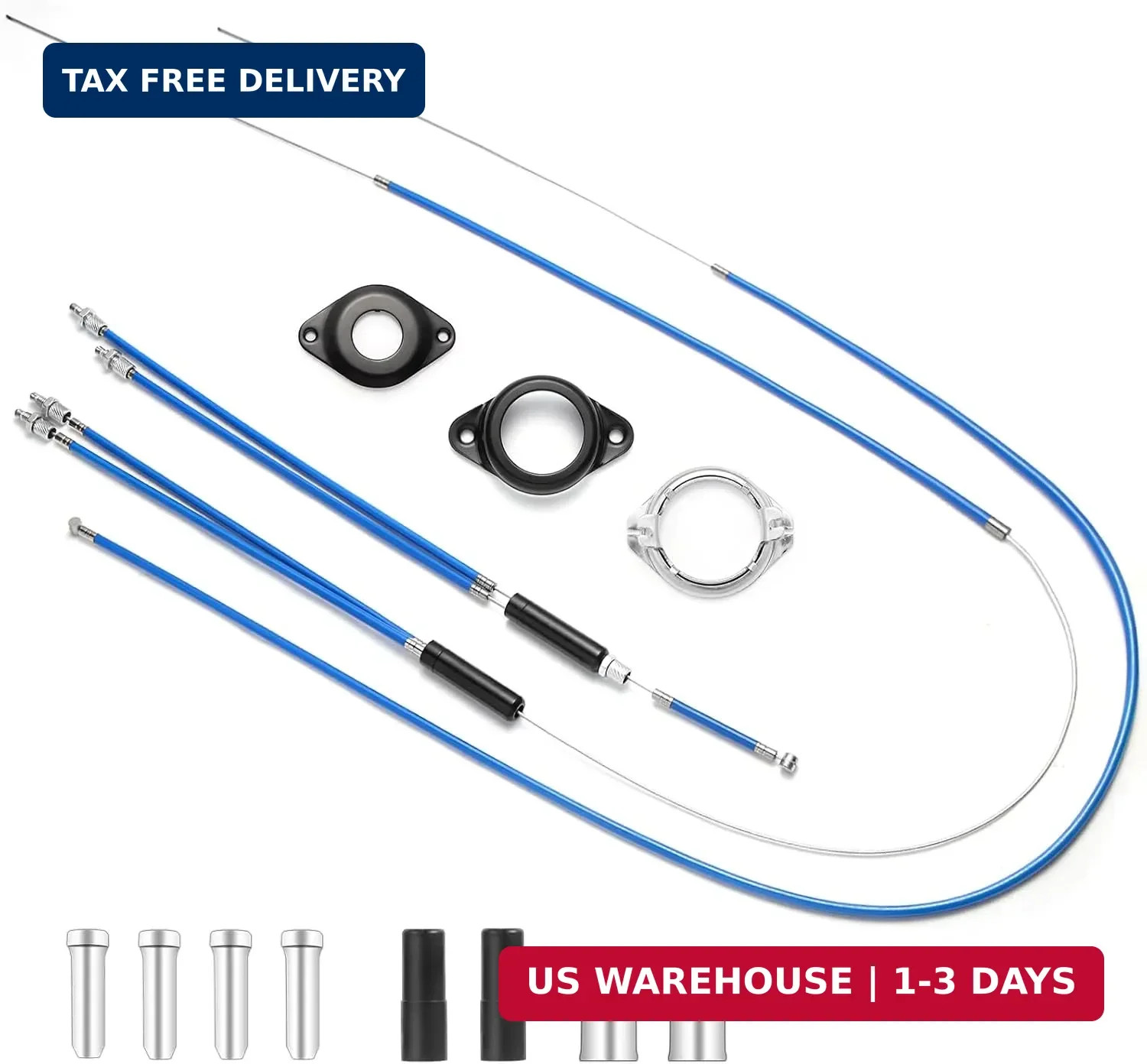 BMX Bike Gyro Brake Cables Kit – 1 Set Front + Rear (Upper + Lower) with Spinner