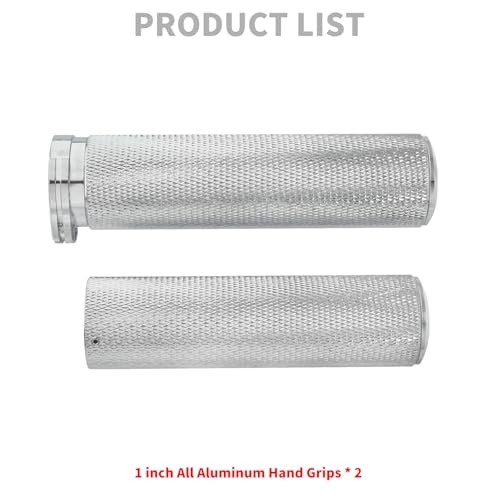 Motorcycle Handlebar Grips for 1″ 25mm Aluminum Universal Fit Chrome – Chrome