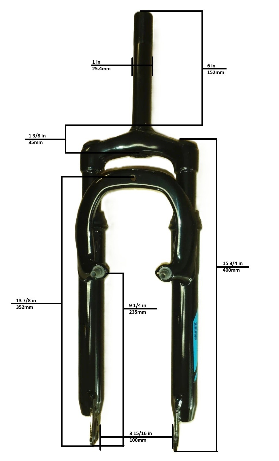 ELEMENT 26″ BLACK BICYCLE SUSPENSION FORK BIKE PARTS 718