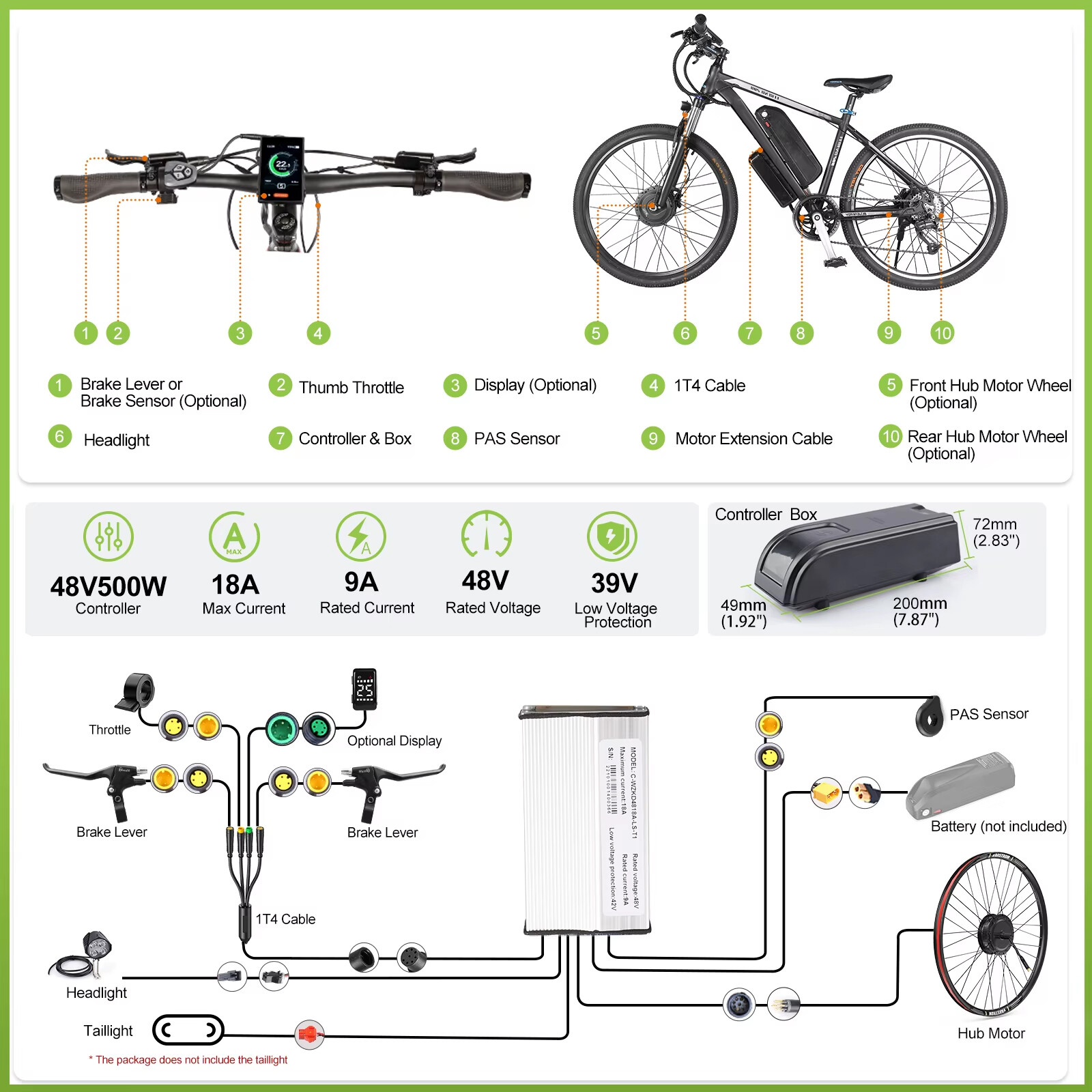 Bafang 48V 500W Front Rear Hub Motor Electric Bike Conversion Kit 26″ 27.5″ 700C