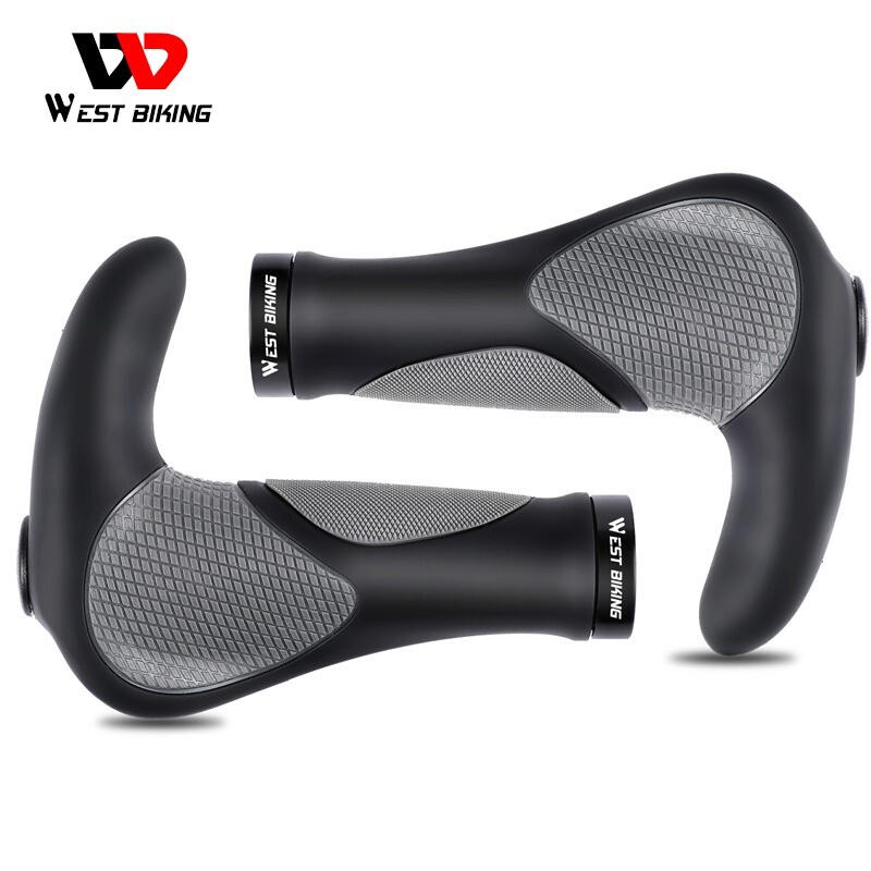 WEST BIKING Bike Grips Rubber Ergonomic Lock-on Bicycle Handlebar Bar Ends Plugs
