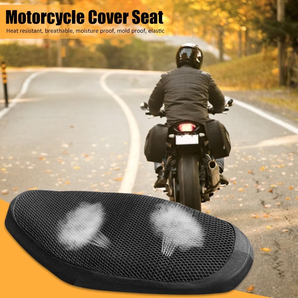 Cooling Motorcycle Seat Cover 3D Mesh Protector Cushion Breathable Sunscreen Mat