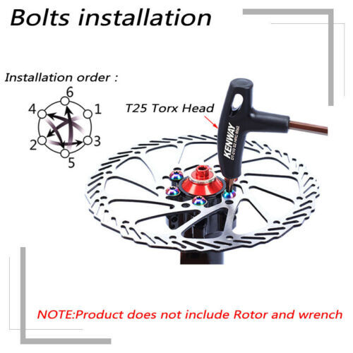 KRSEC MTB/Road Bike Rotor 12PCS Screws Disc Brake Rotor Bolts T25 Torx Wrench US