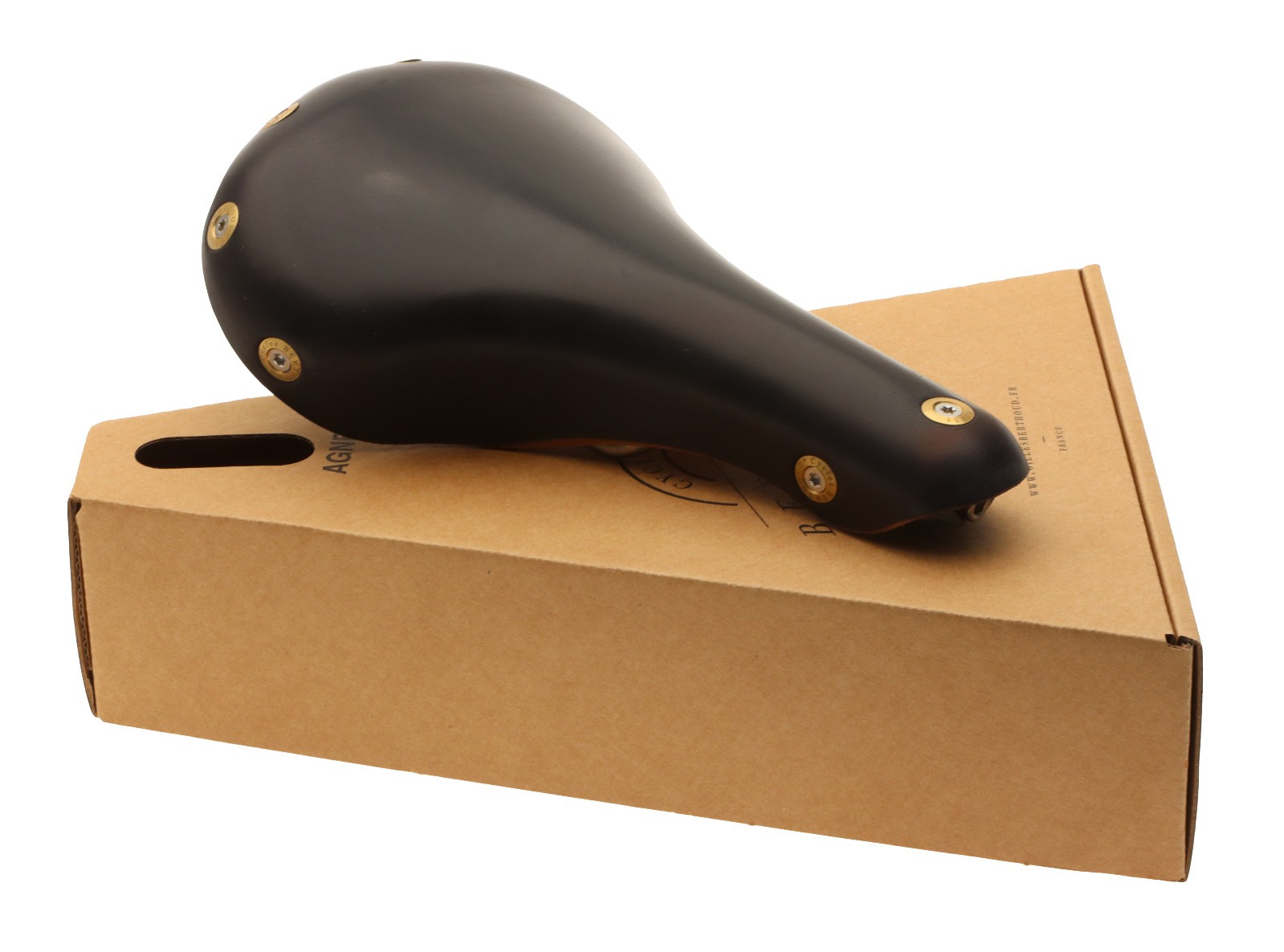 Gilles Berthoud Agnel Saddle Titanium Rails Hard Leather Black NEW NOS NIB