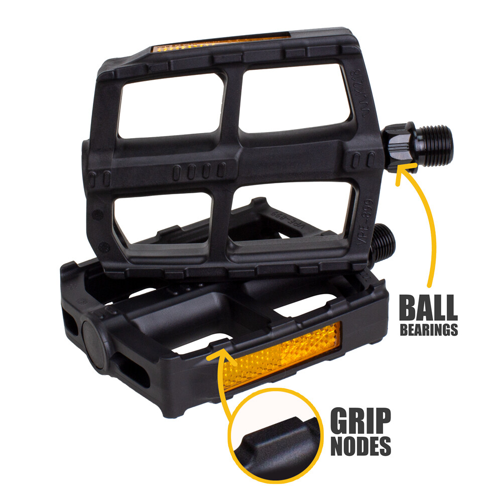 BV Bicycle Universal Bike Pedals 9/16″ Urban Boron Steel Non-Slip Ball Bearing