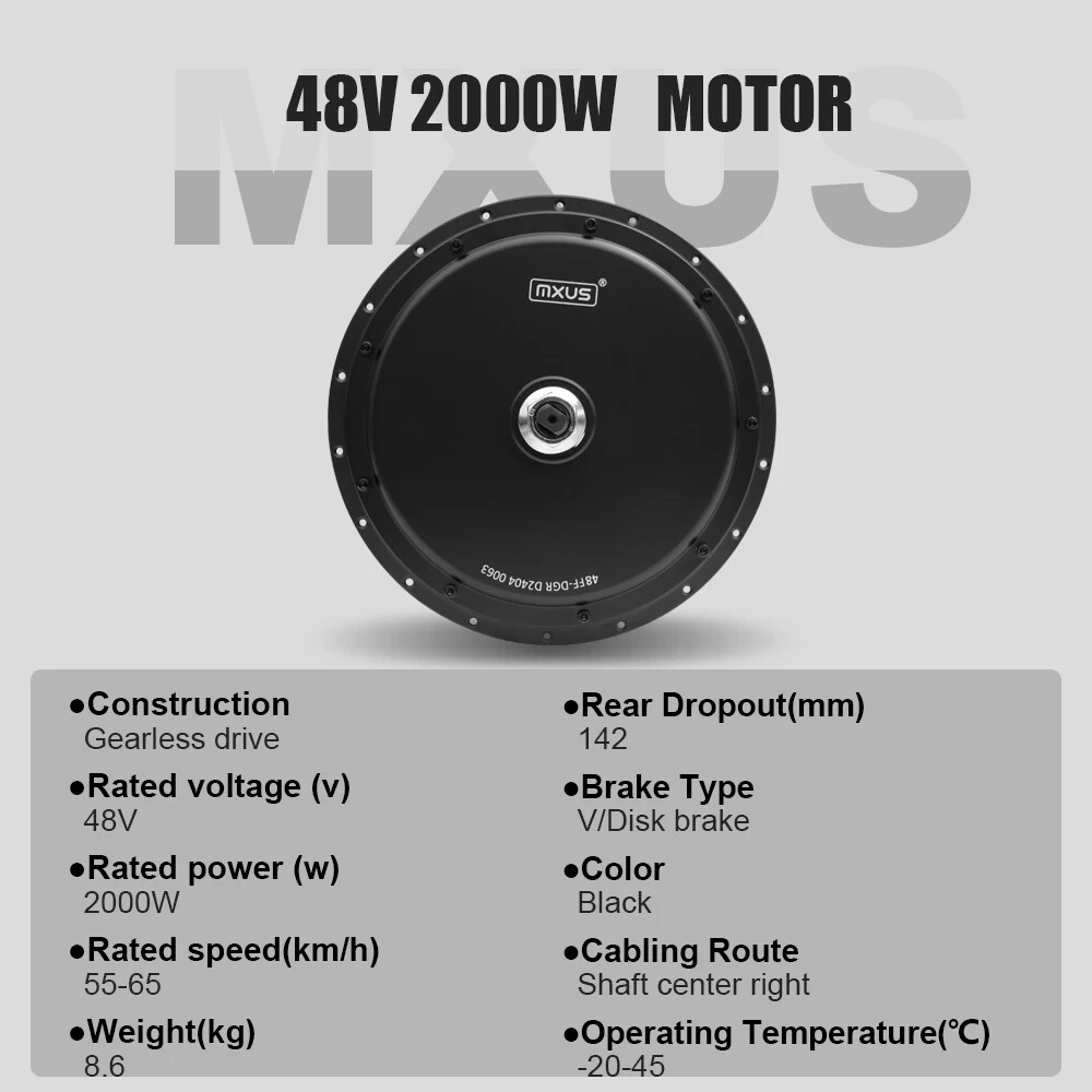 48V 2000W Mountain E-bike Gearless Brushelss Rear Motor 20-29Inch 700C 3.0 Tire