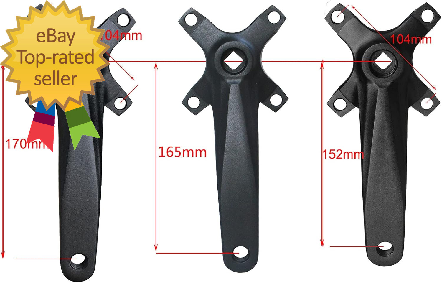 MTB Crank Arm Set 104 BCD Square Taper Mountain Bike Crankset 152Mm 165Mm 170Mm