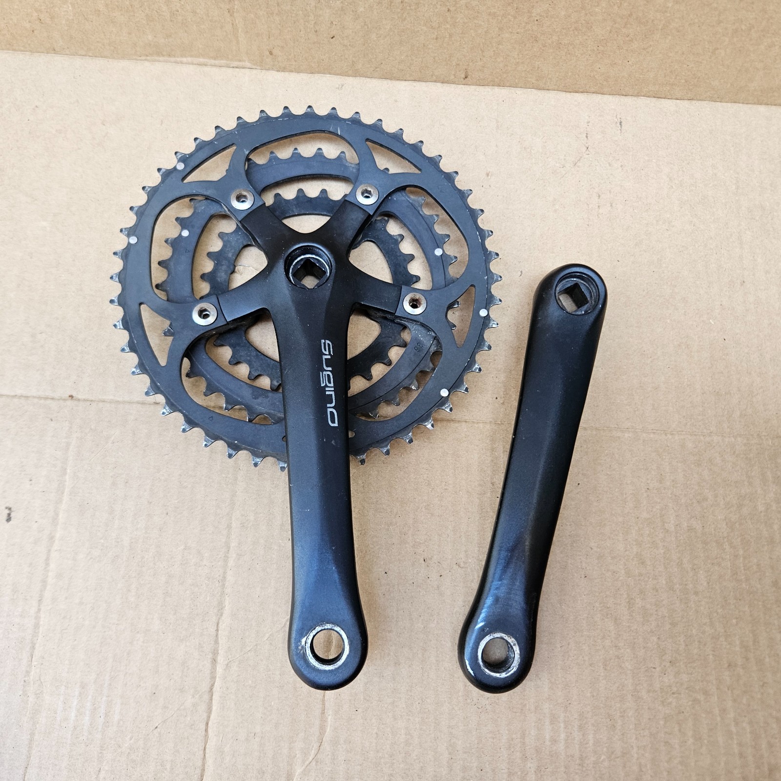 Sugino XD2L Forged Triple Road Touring Bike Crankset 175mm 48/38/28 Black XD2