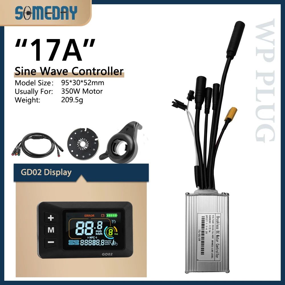 Ebike Three-Mode 17A-30A Sinewave Waterproof Controlle 24V-48V 250W-1000W Motor