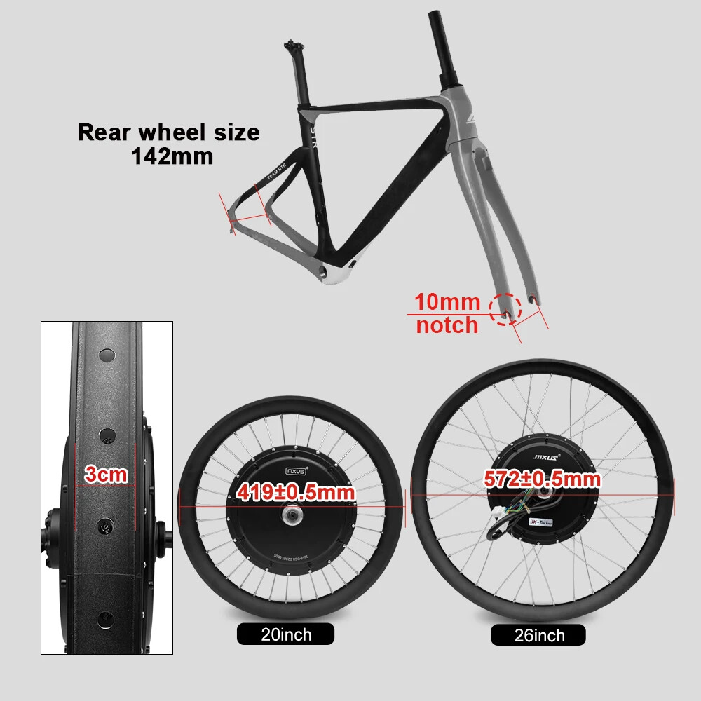 48V 2000W Mountain E-bike Gearless Brushelss Rear Motor 20-29Inch 700C 3.0 Tire