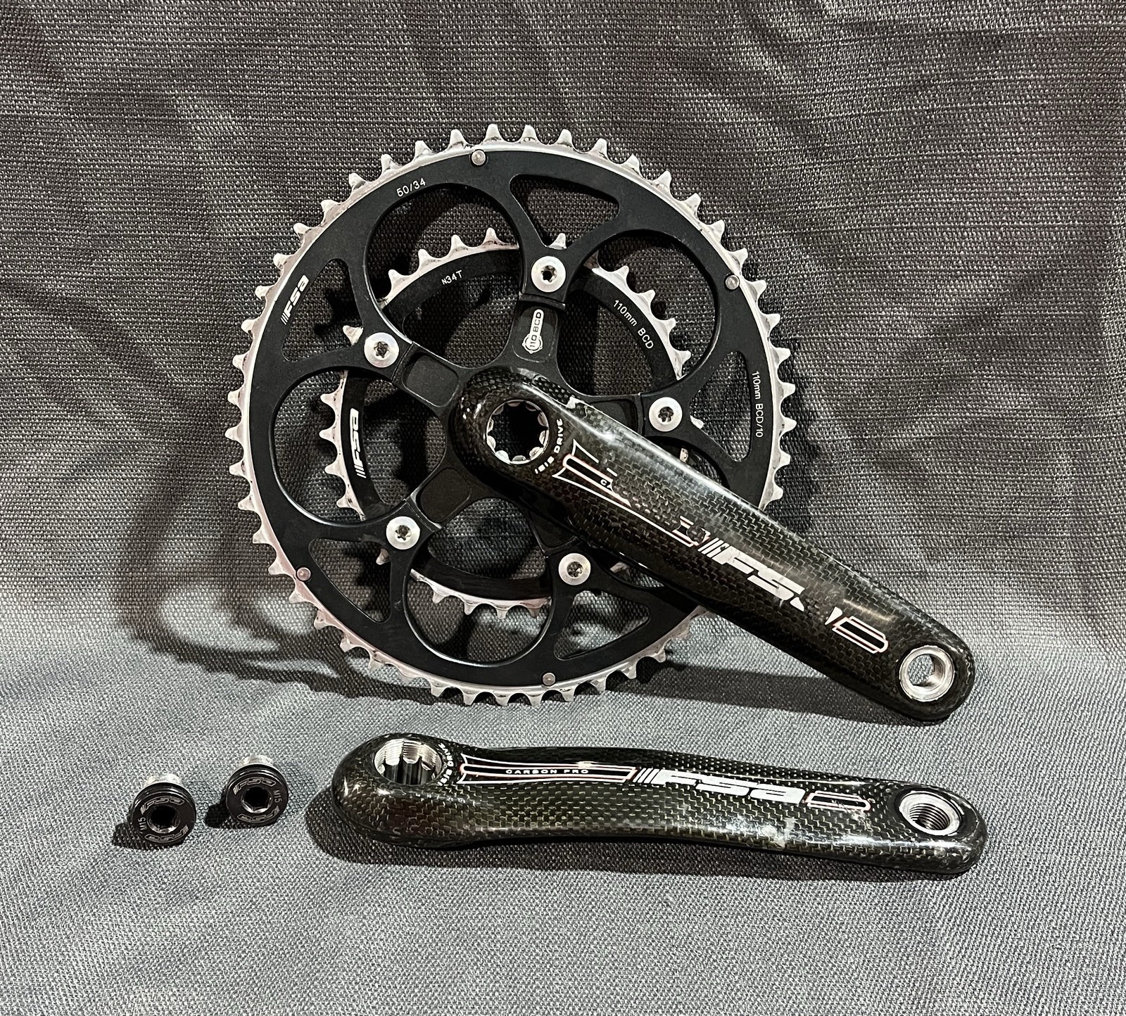 FSA Carbon Pro Compact Crankset 172.5mm 50/34T 5-Bolt 110BCD ISIS Road Bike