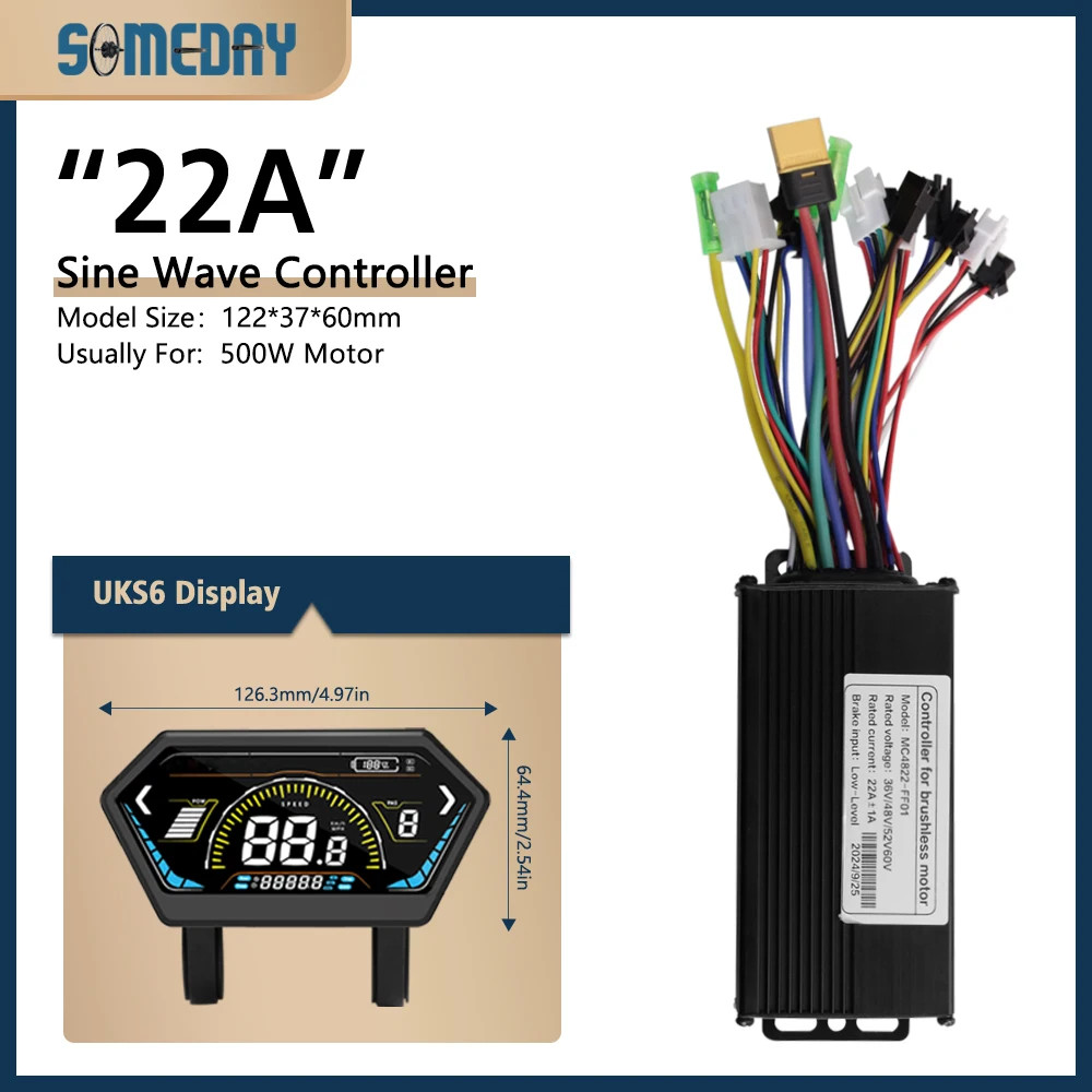 22A E-bike 3 Mode Sinewaves Controller Brushless with Display 36V/48V/52V/60V