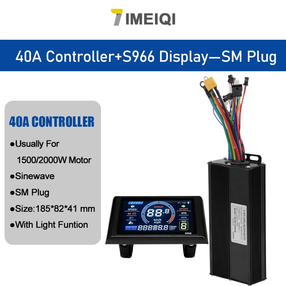 E-bike Sine Wave Controller 36V 48V 52V 40A Three-Mode with LCD Color Display