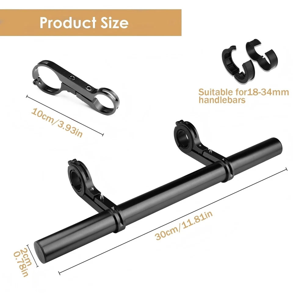 KiauFdcf 30cm Aluminum Bike Handlebar Extender, 11.81″L x 0.79″W, Black