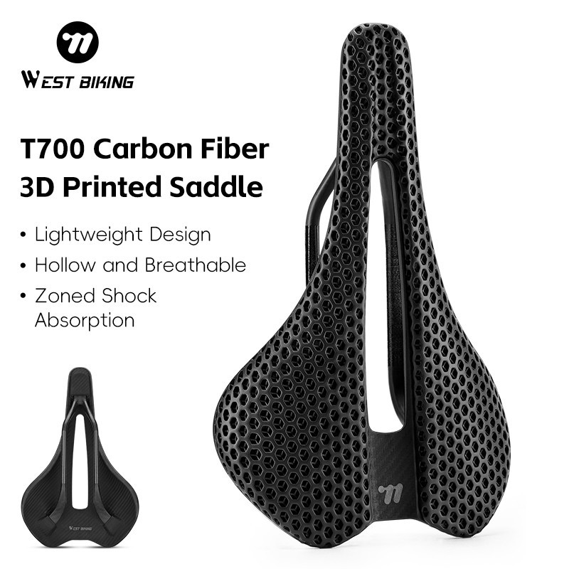 WEST BIKING 3D Printed Bicycle Saddle Carbon Fiber Seat Bow Bike Saddle Cushion