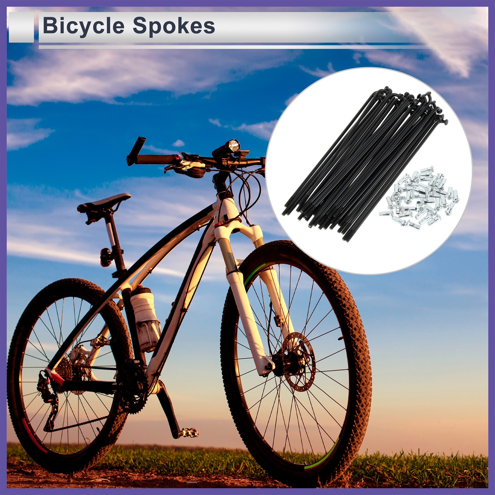 1 Set 12G 127mm Length Bicycle Spokes Nipple Black