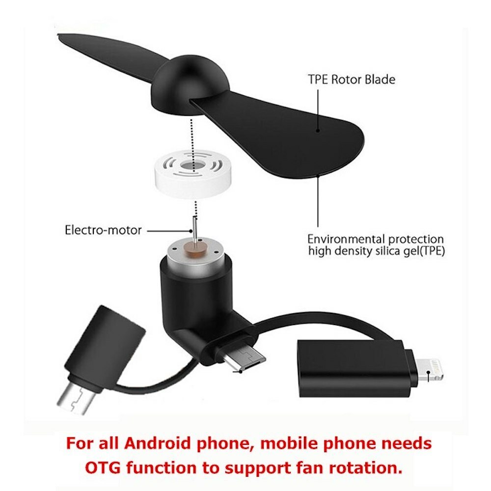 3-IN-1 SMART PHONE COOLING Mini FAN for iPhone 5 5C 5S 6 7 8 X XR XS SE MAX PLUS