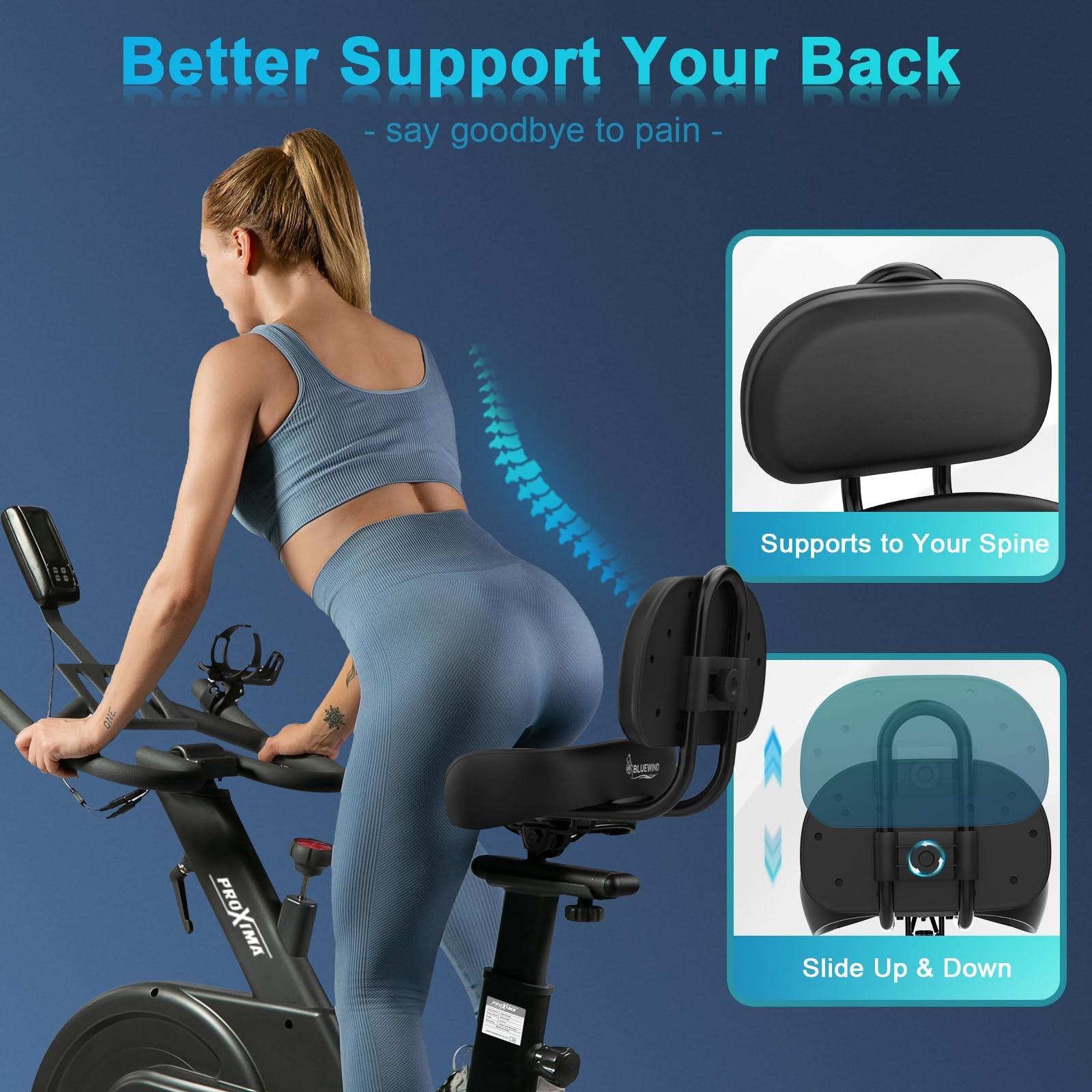 BLUEWIND Oversized Bike Seat with Backrest, Design for Electric Bike, High Me…