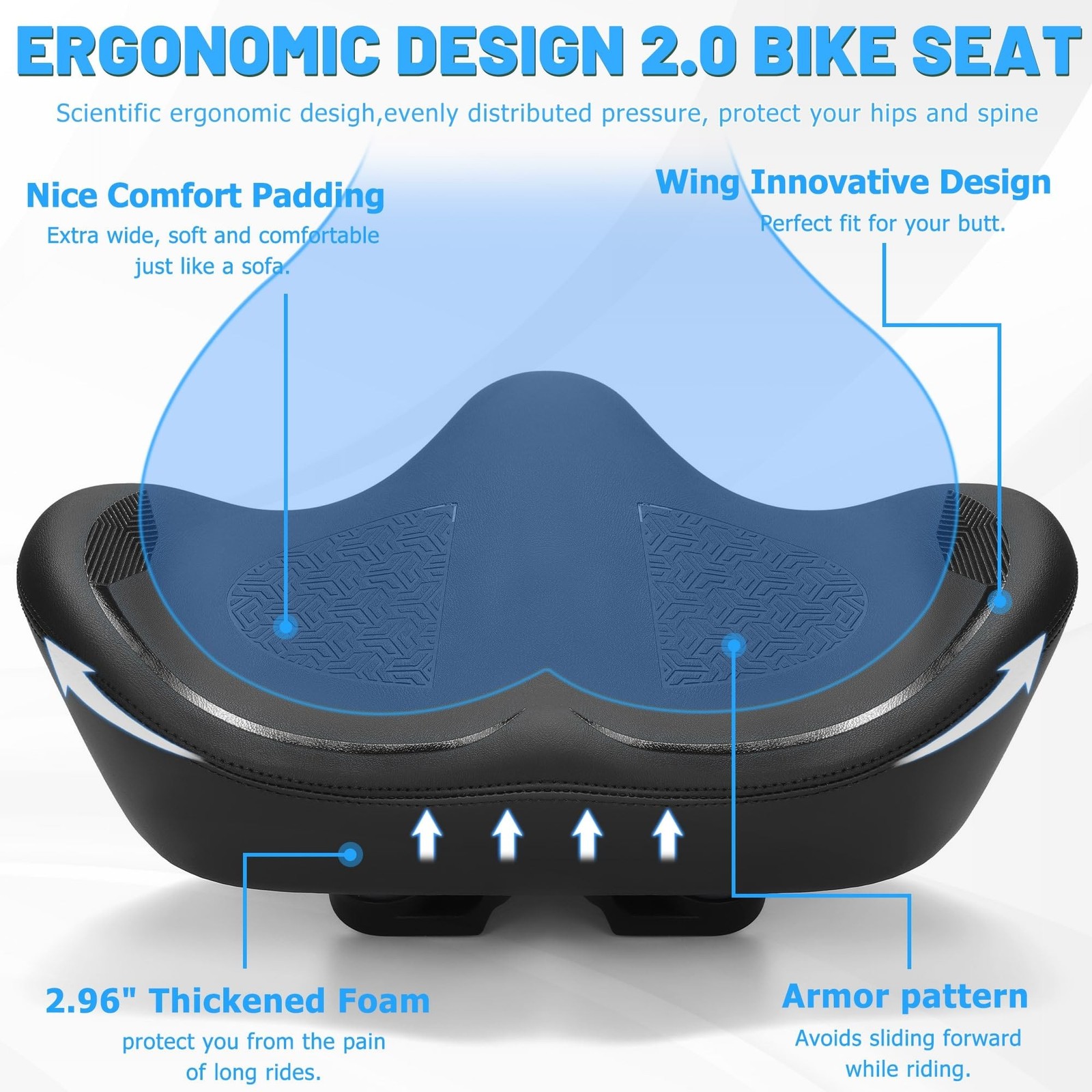 CDYWD Noseless Oversized Bike Seat for Men Women Comfort, Extra Wide Padded B…
