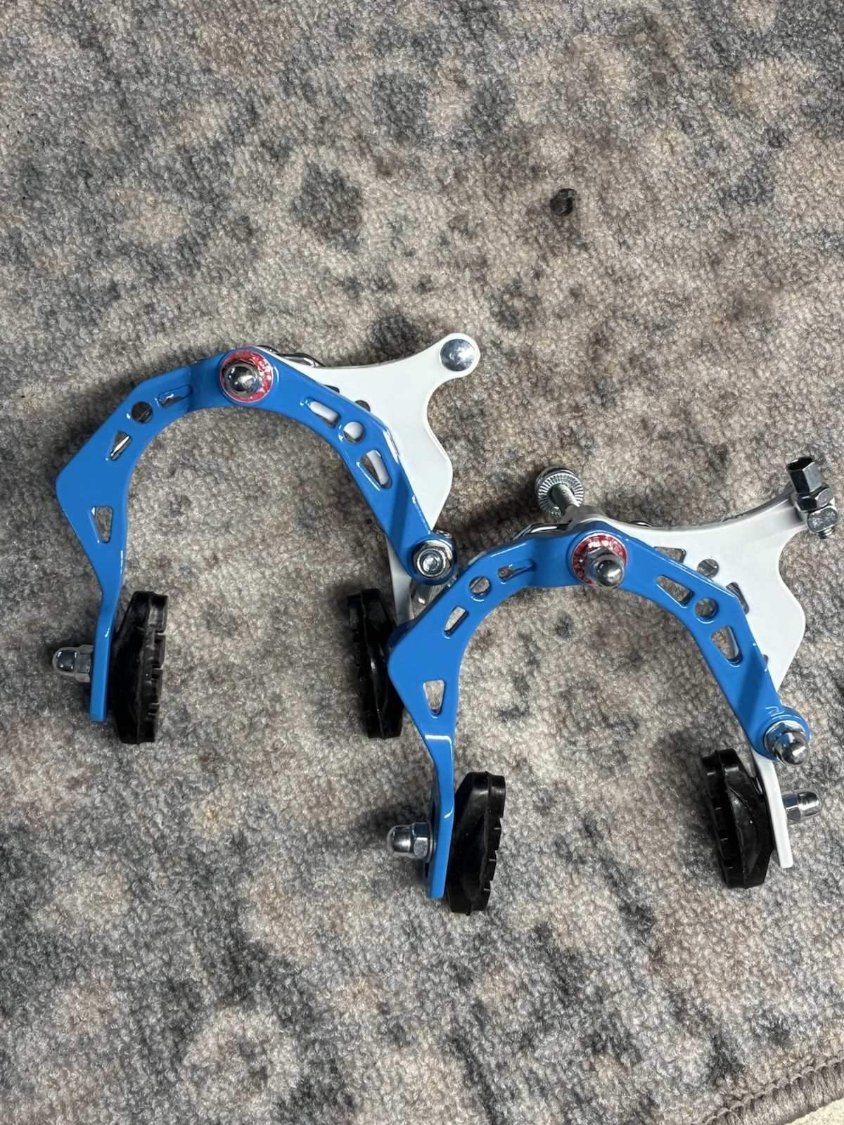 Hard Luck Bmx Ladder Bar Caliper Brake set Front/Rear Blue/White Old School Bmx