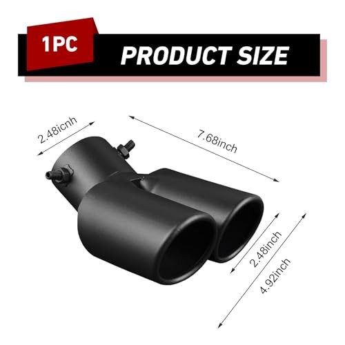 Car Dual Exhaust Tip, 2.48″ Stainless Steel Y Tail Pipe with Fixed Bolt,