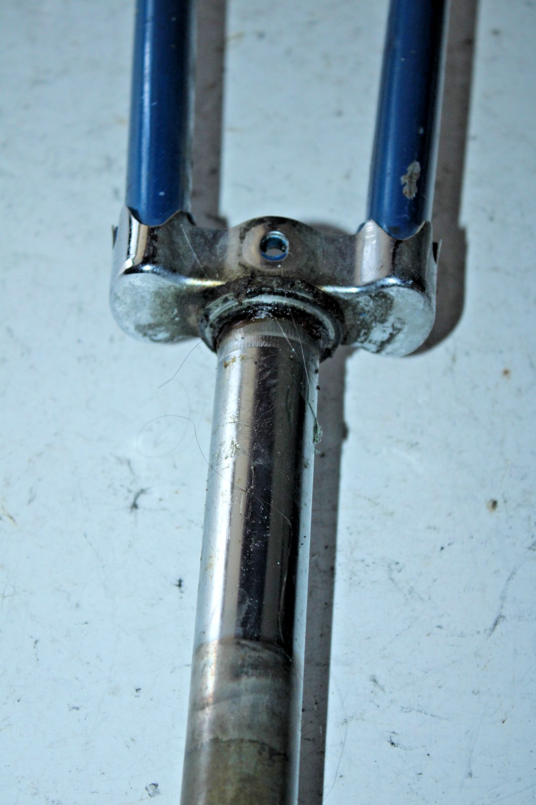Vintage Rigid Touring Road Bike Fork 700c 1″ Threaded 175mm Blue Steel Commuter~
