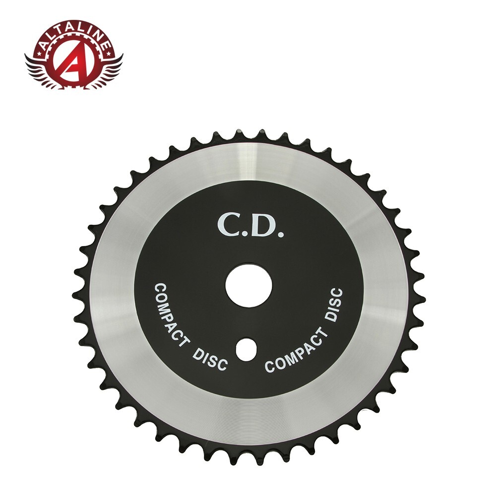 AltaLine Bike Bicycle CD COMPACT DISC Sprocket Chainring 44T Black/Chrome.