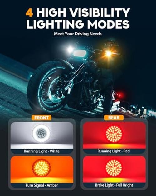2 Inch LED Turn Signal Kit Front Rear 4 Pieces, 48 LEDs and 4 Smoked Lens