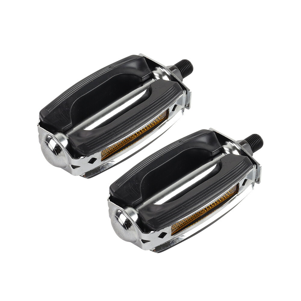 BICYCLE KRATE RUBBER 1/2″ PEDALS IN BLACK/CHROME