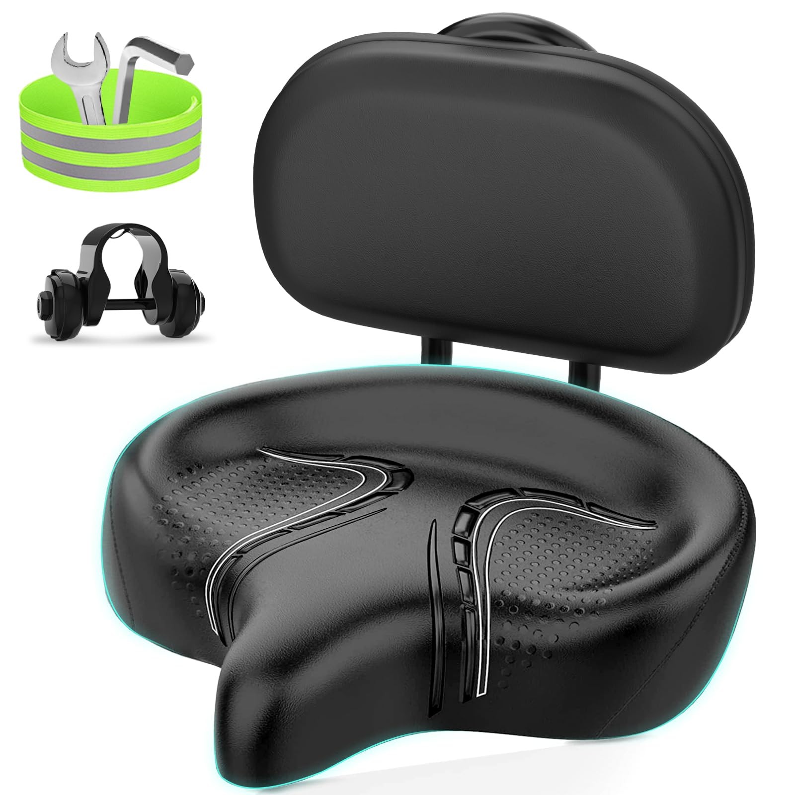 BLUEWIND Oversized Bike Seat with Backrest, Design for Electric Bike, High Me…