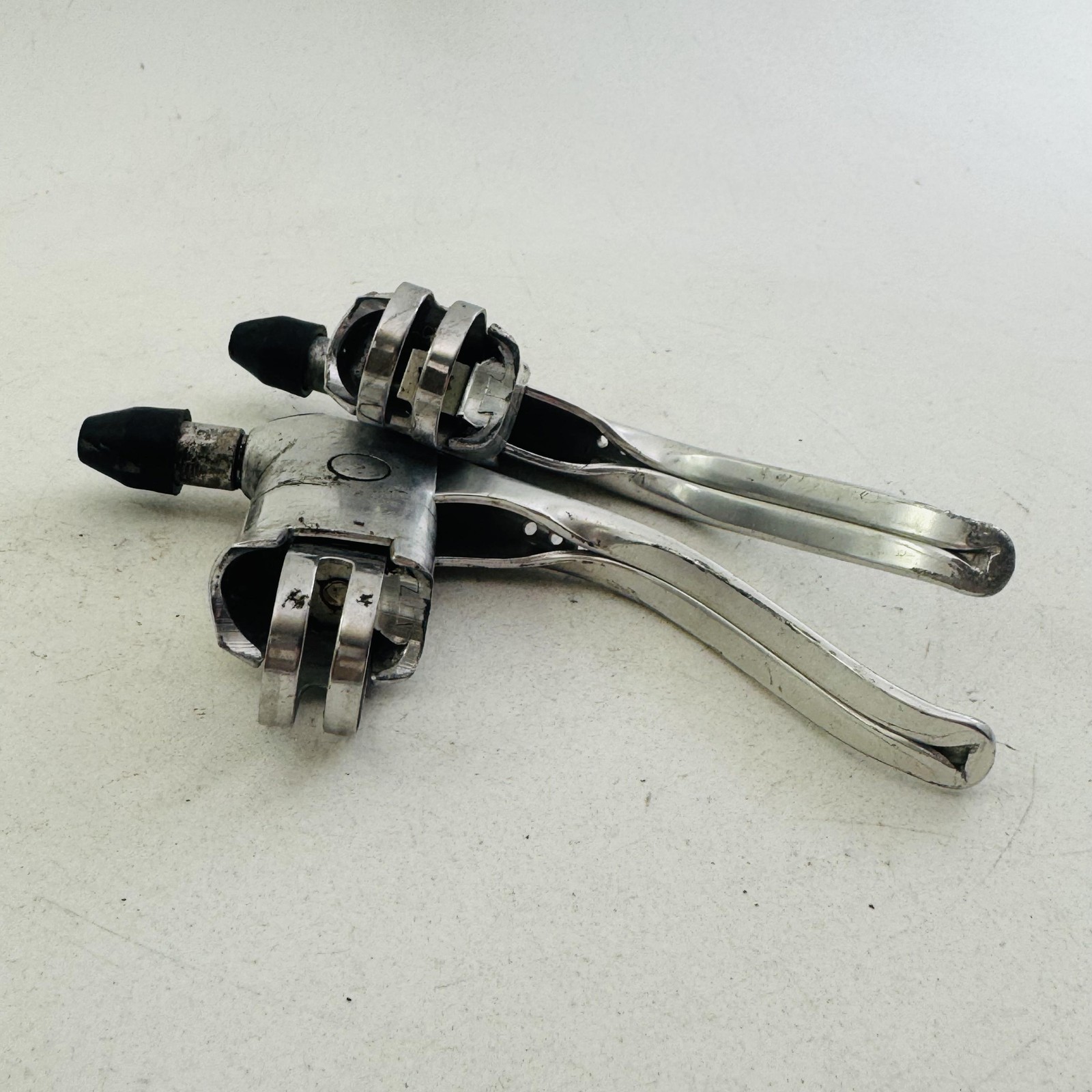 Vintage Dia-Compe Brake Levers Pair 4-Finger Drilled Flat Bar Silver Bike A98