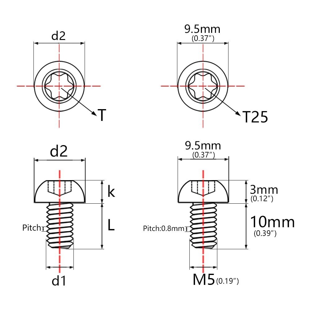 12Pcs M5x10 Titanium Torx Bolts for Bicycle Disc Brake Rotor Screws Gr5 (Bronze)