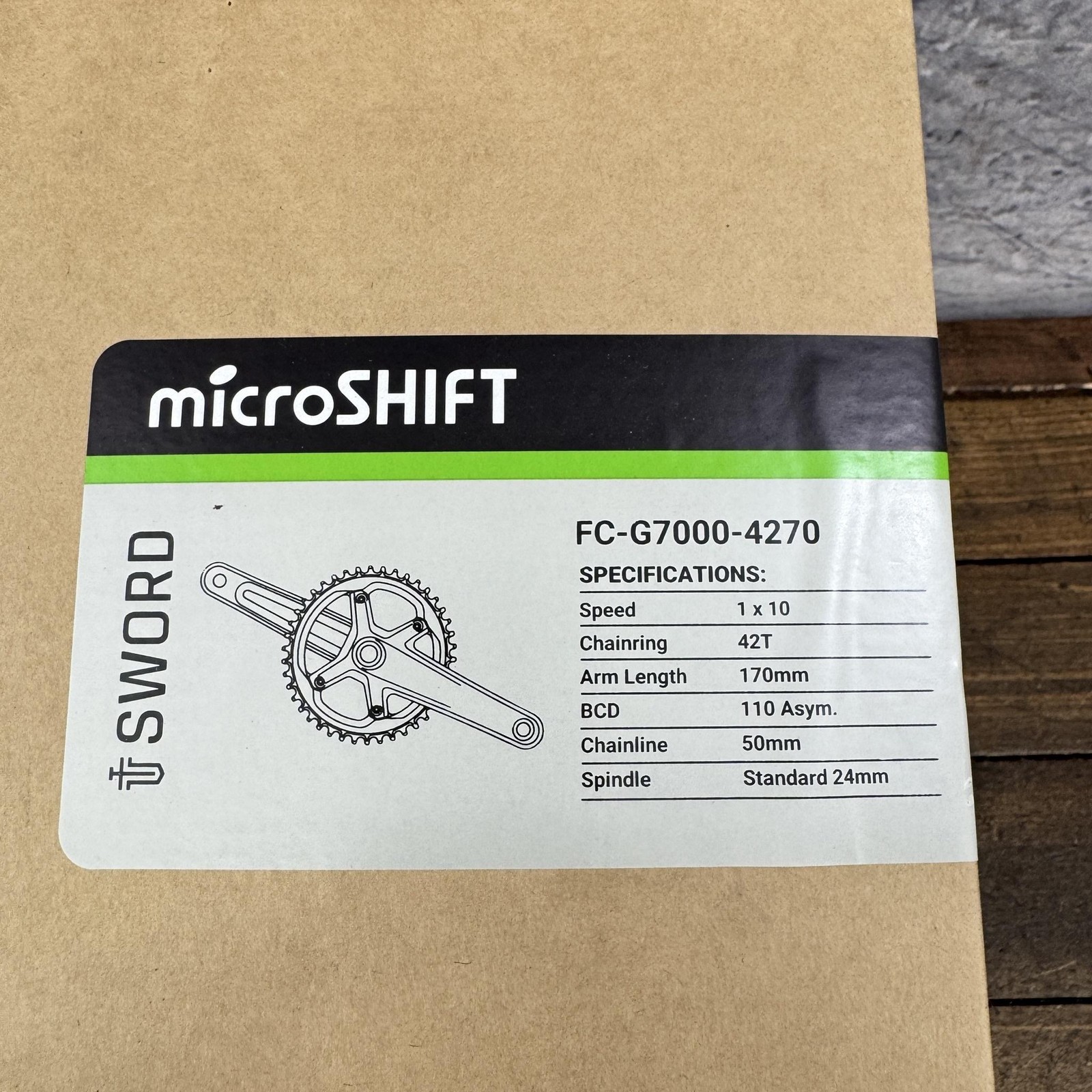 MicroSHIFT Sword Crankset FC-G7000-4270 170mm 42T 1×10 110 BCD 24mm Road