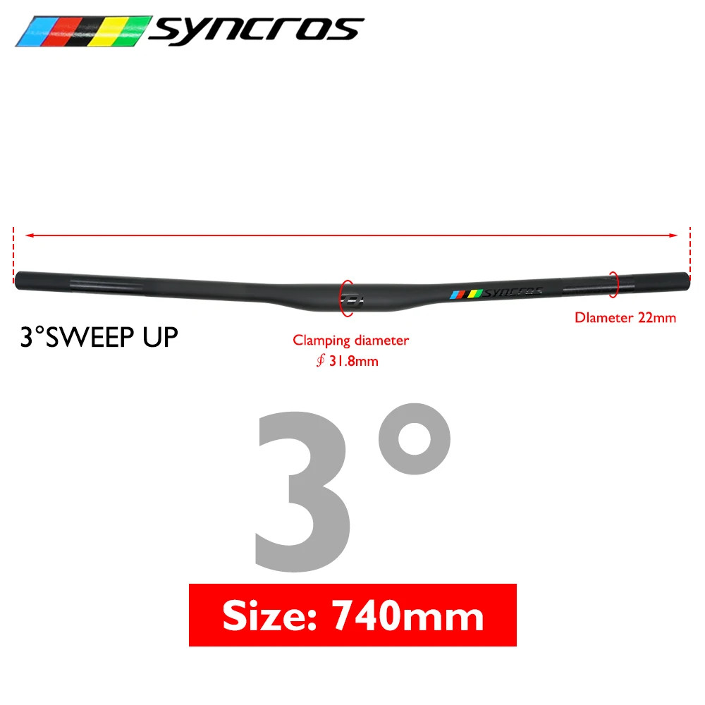 Matte Black Carbon Fiber MTB Bicycle Handlebars 28.6mm 3°/9°/Rise 700-740mm