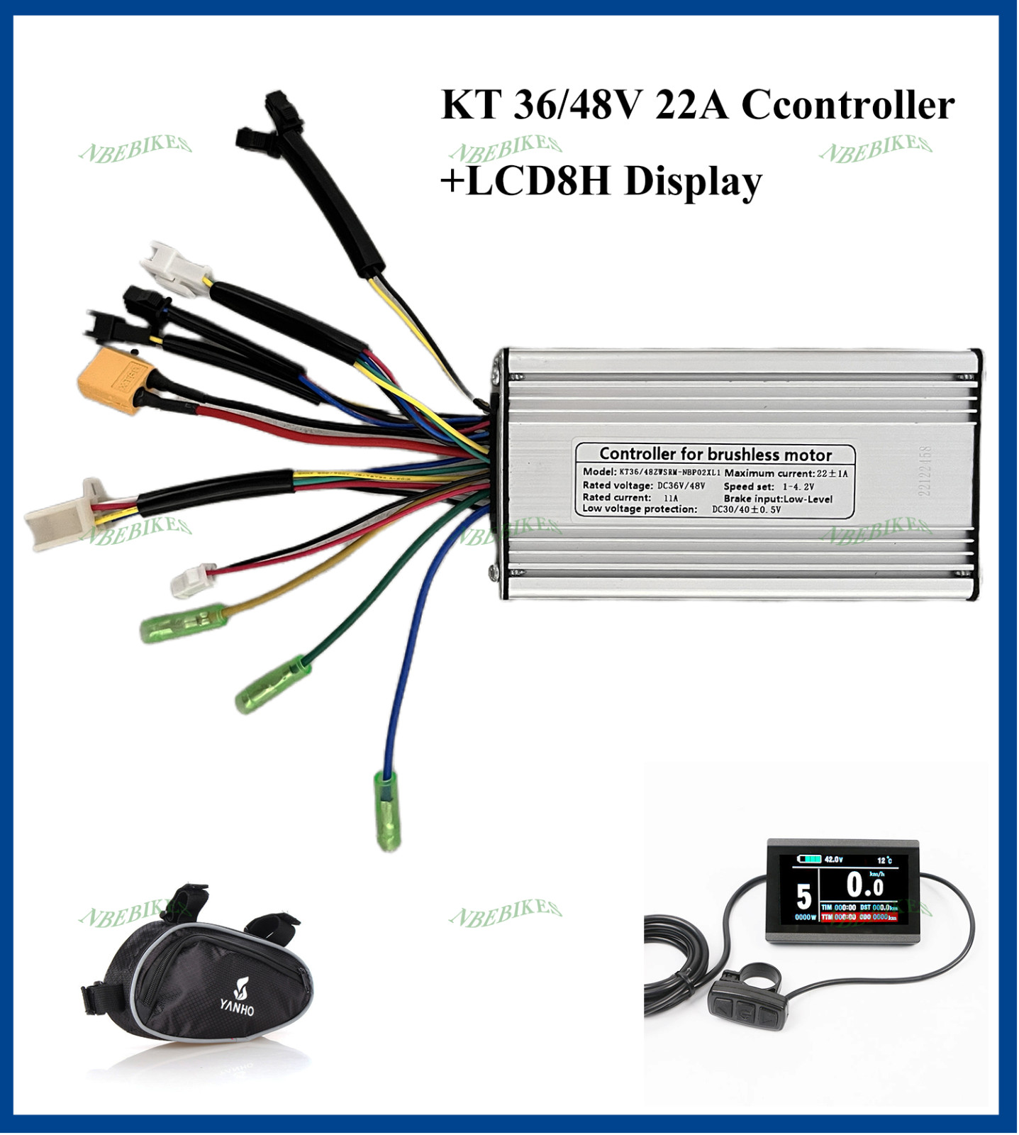 36V/48V 22A KT Brushless DC Motor Controller Ebike+KT-LCD8H/KT-LCD3 Display