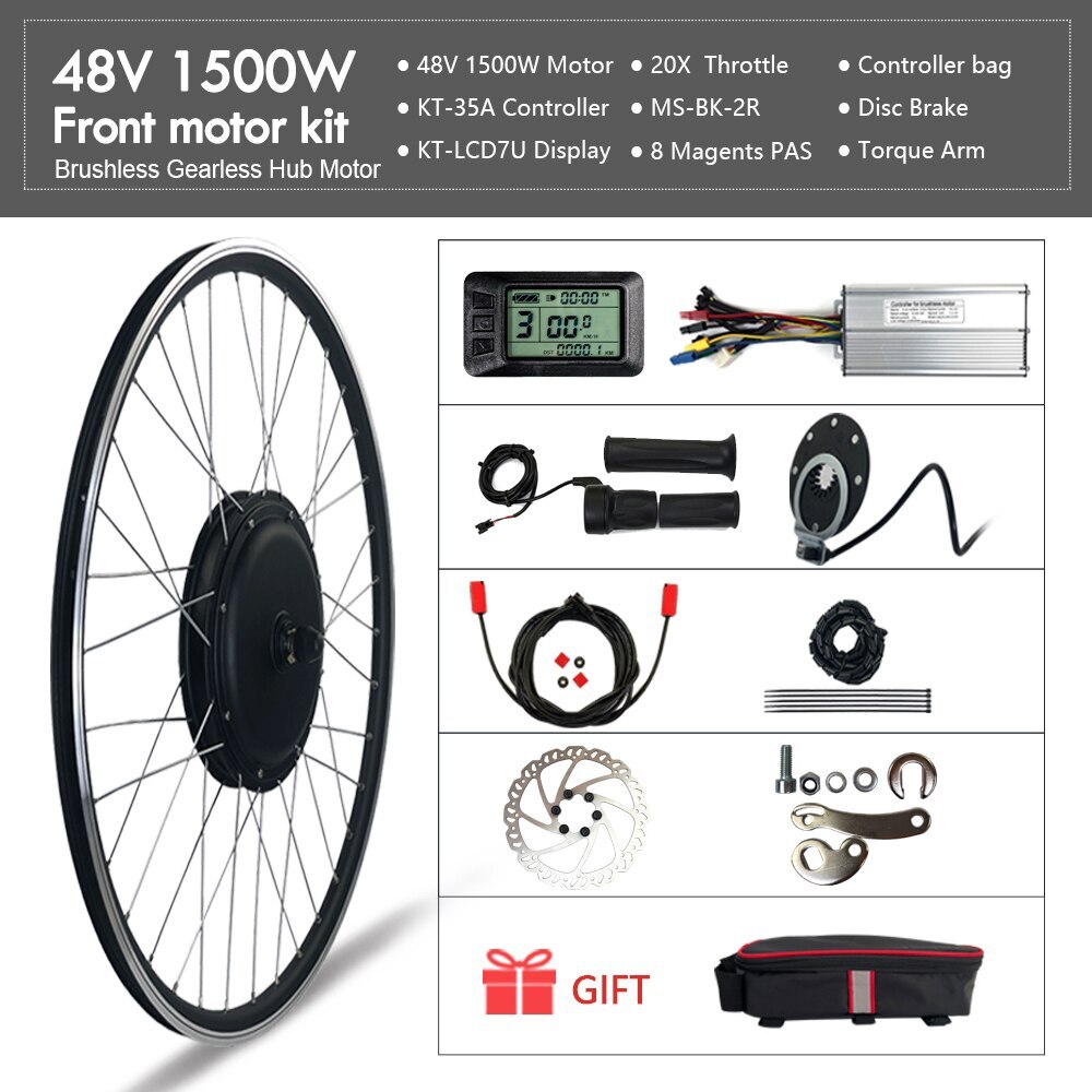 Electric Bicycle 48V 1500W Brushless Front Rear Wheel Hub Motor Conversion Kit
