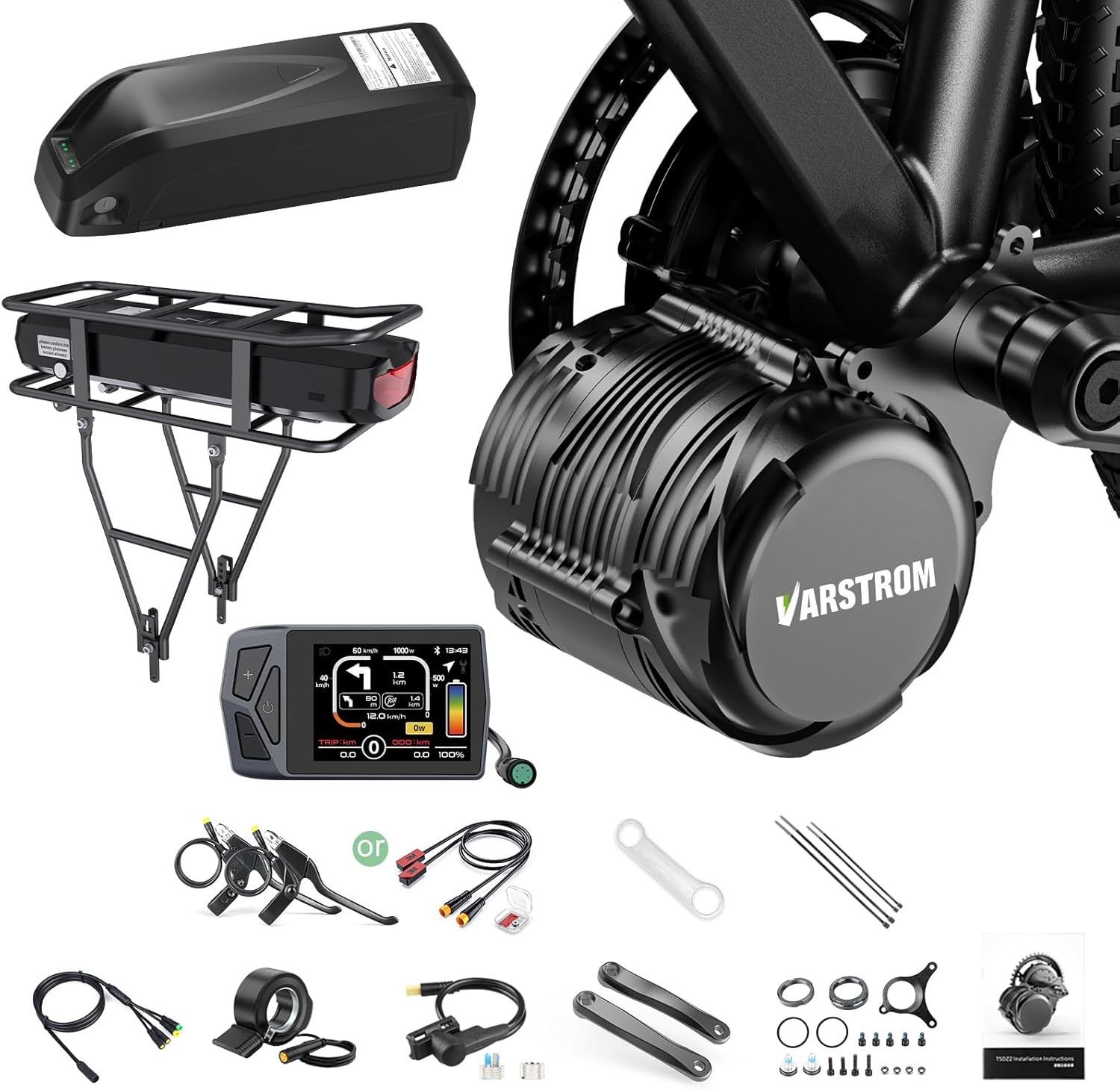48V750W Torque Sensor TongSheng TSDZ8 Mid Drive Motor Kit EBike Conversion Kit