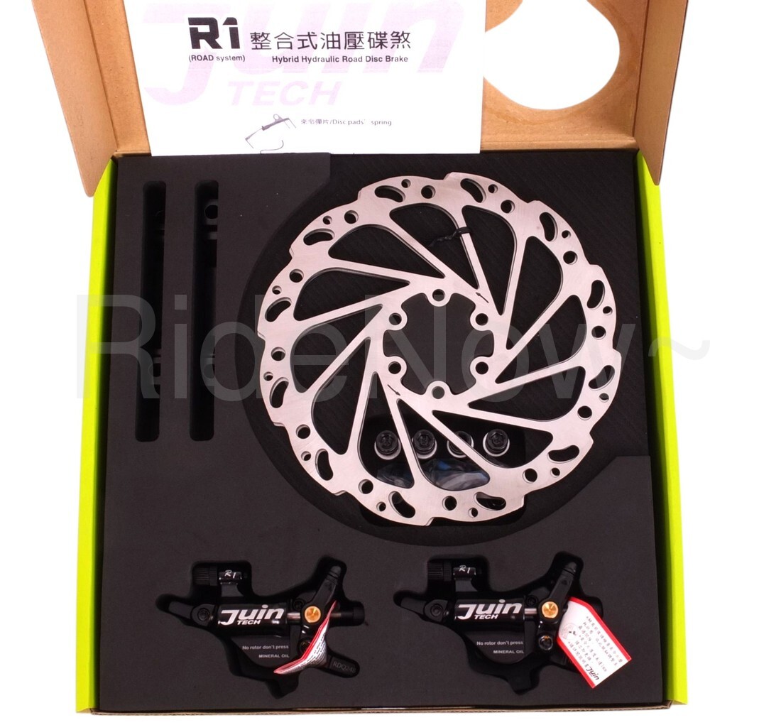 JUIN Tech R1 Hybrid Hydraulic Disc Brake set for CX Road Bike+160mm Rotors Black