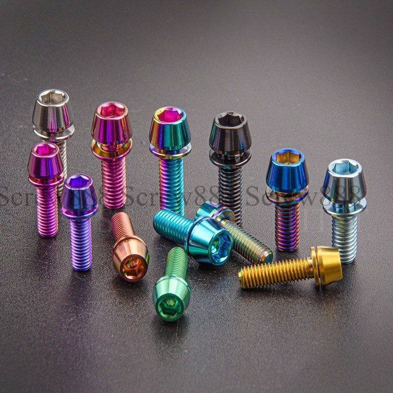 Titanium Bolt M5x16 18 20 25mm Taper Hex Head with Washer Ti Screw for Bike Stem
