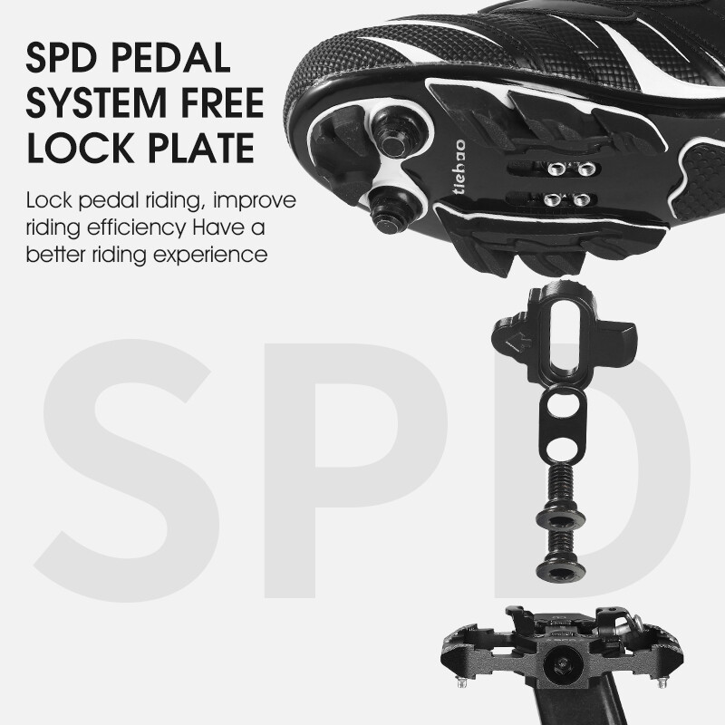 1 Pair Mountain Bike Pedals MTB Dual Platform SPD Clipless Pedals with Cleats