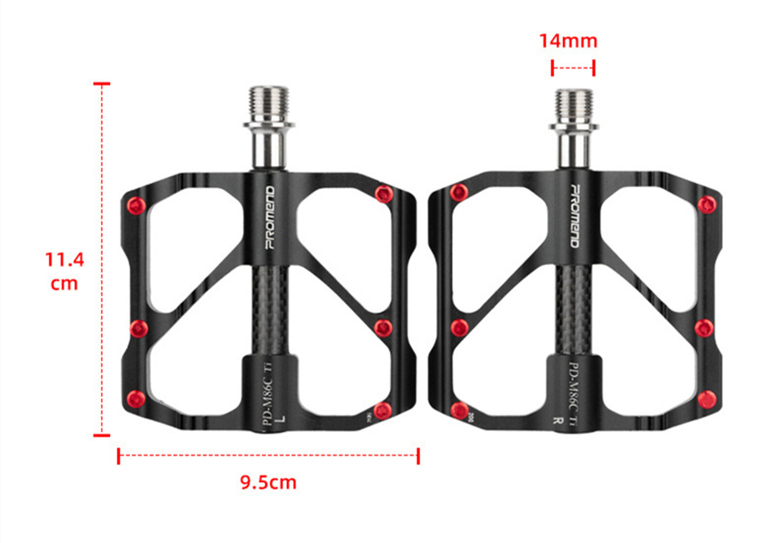PROMEND Ultralight Carbon Titanium Bicycle Pedal MTB Road Bike Pedal 3 Bearings