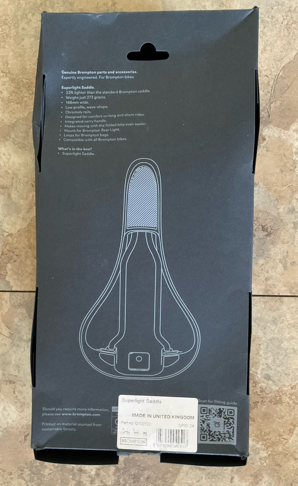 Brompton Super Light Black Saddle – Free Mainland Shipping