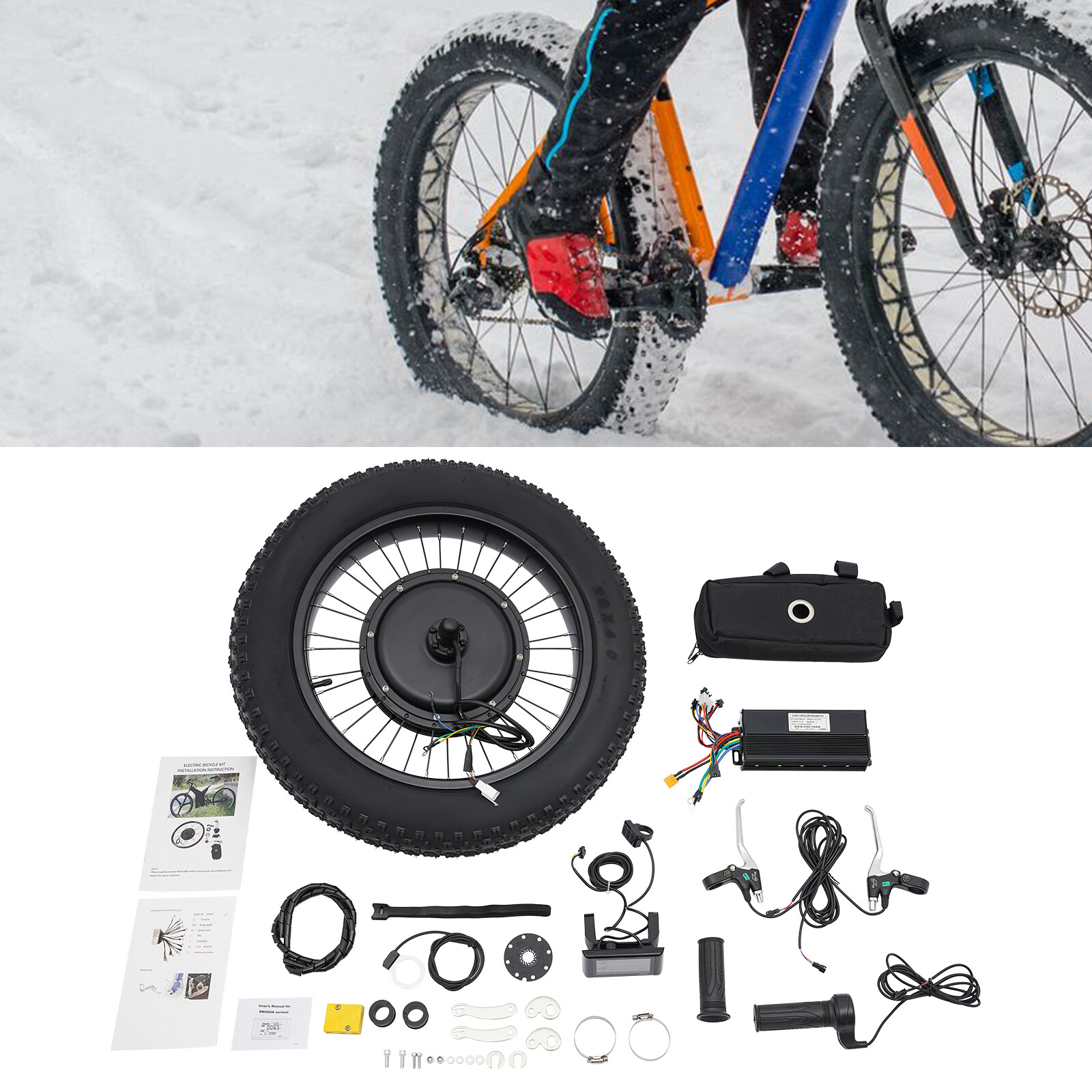 20in Rear Wheel 48V 1500W Electric Bicycle Ebike Conversion Kit Hub Motor LCD