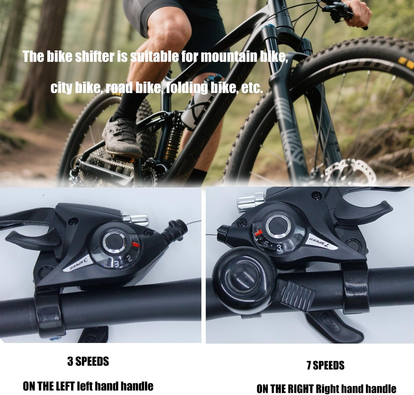 Bike Gear Shifter 3 X 7 21 Speed Bicycle Brake Levers with Gear Indicator and Le