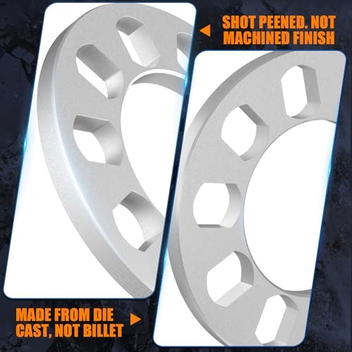 12mm Universal Wheel Spacers, 1/2 inch Aluminum 12mm (1/2″) Thick 4 Pack