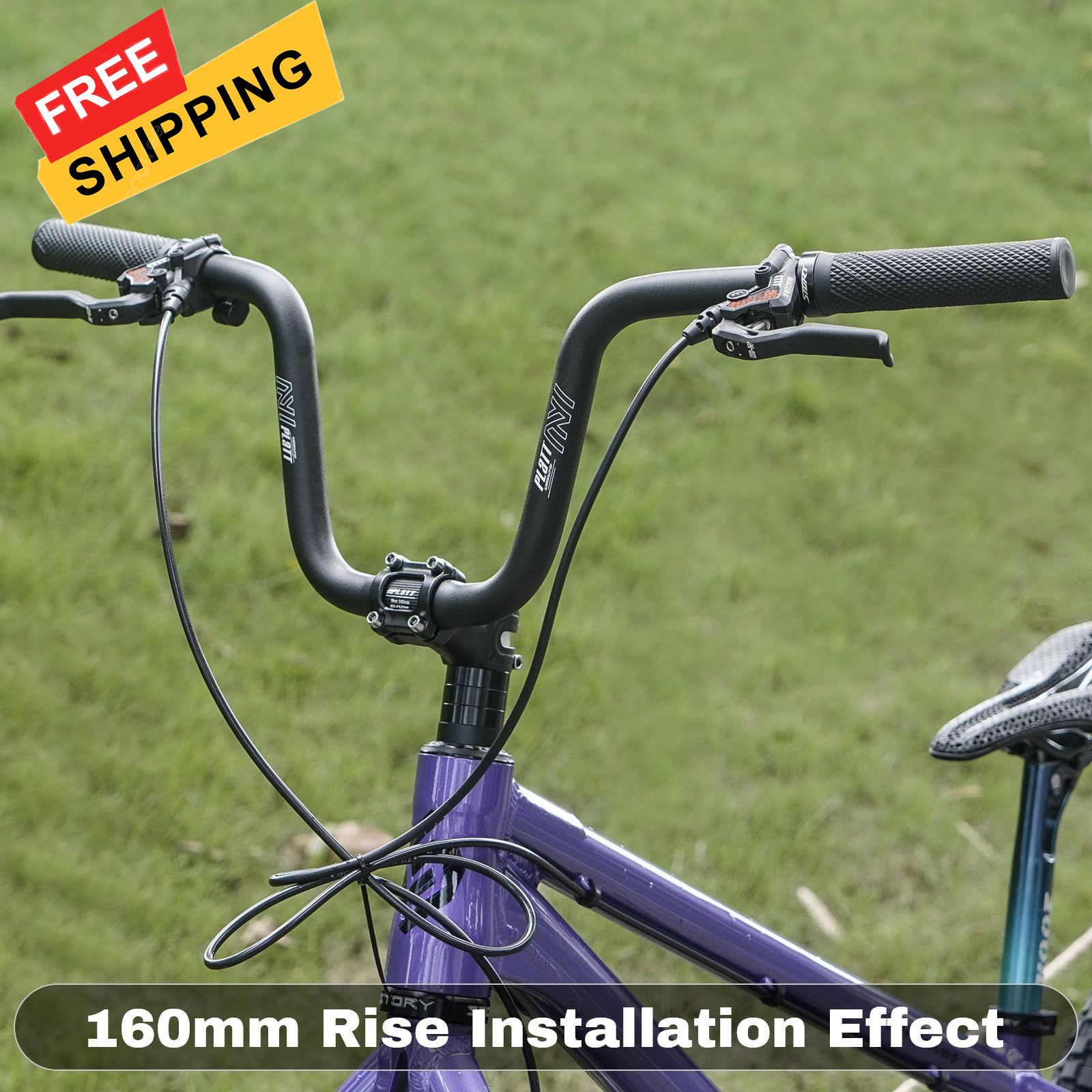 PLATT 25.4/31.8mm Mountain Bike Handlebar/Riser Handlebar – 160mm Rise, black