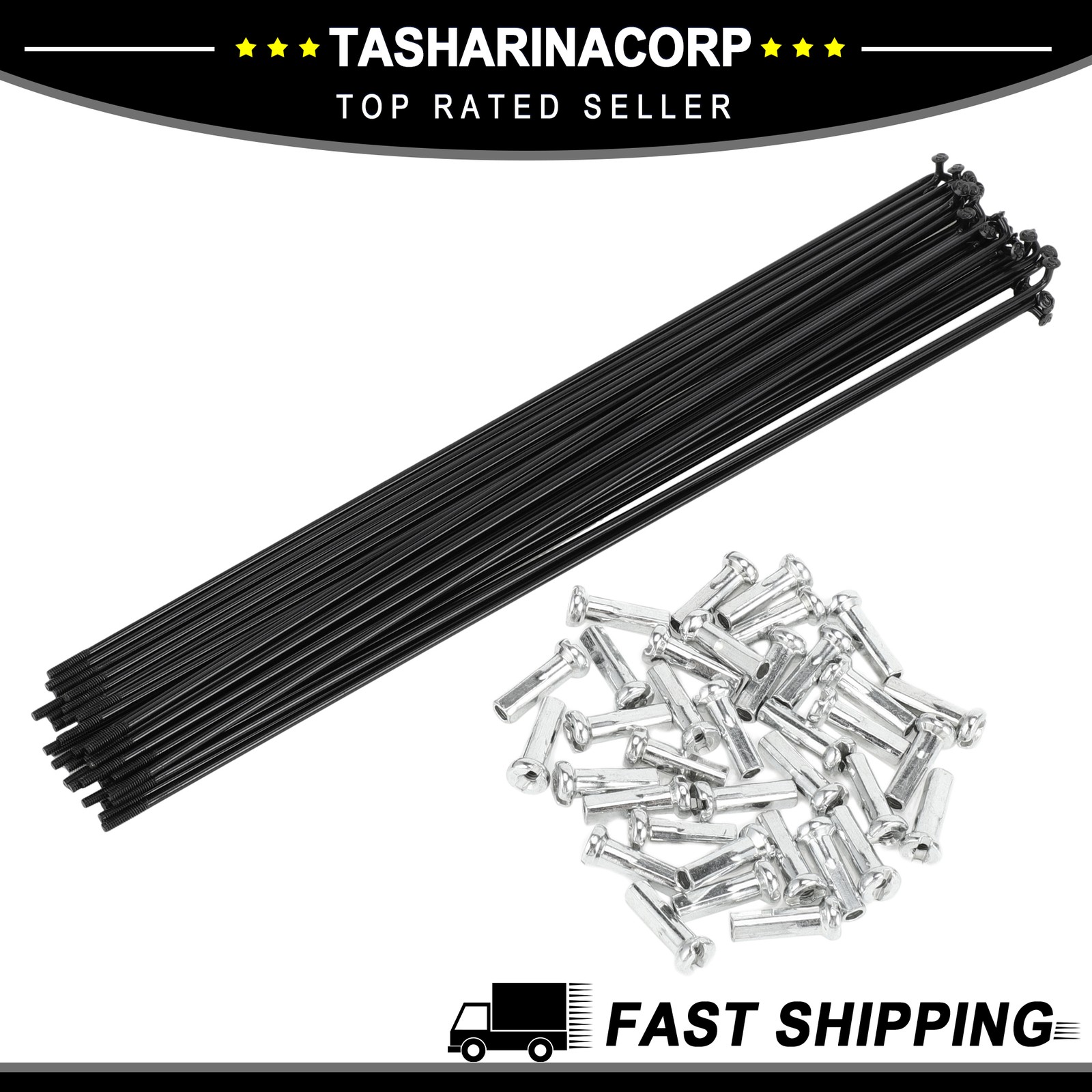 1Set 14G 257mm Length Bicycle Spokes Nipple Carbon Steel Black Universal