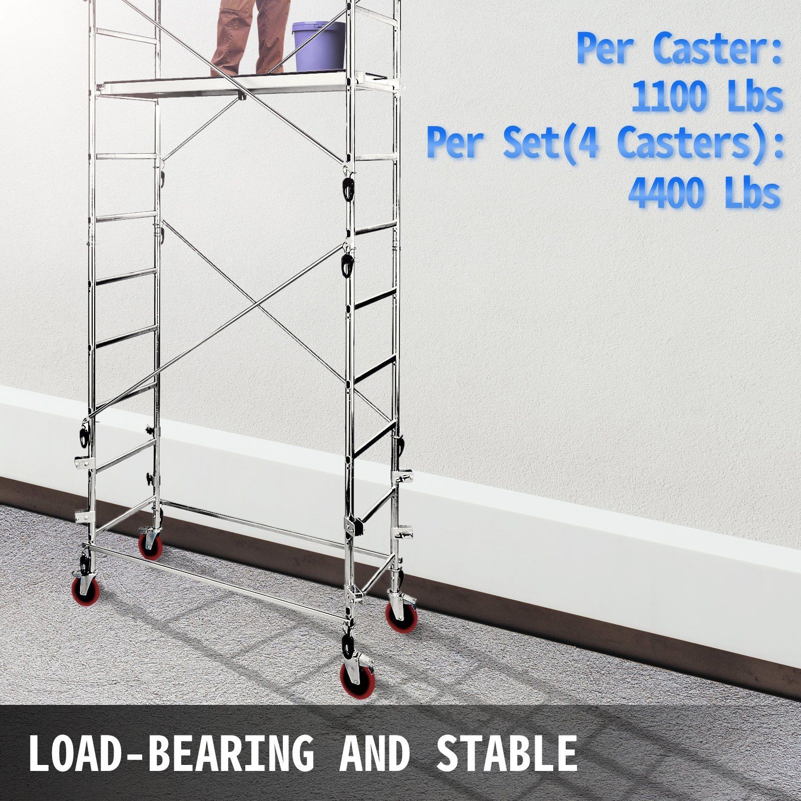 4×8″ 4400lb Locking Brakes & Polyurethane Tires Scaffolding Wheels Set