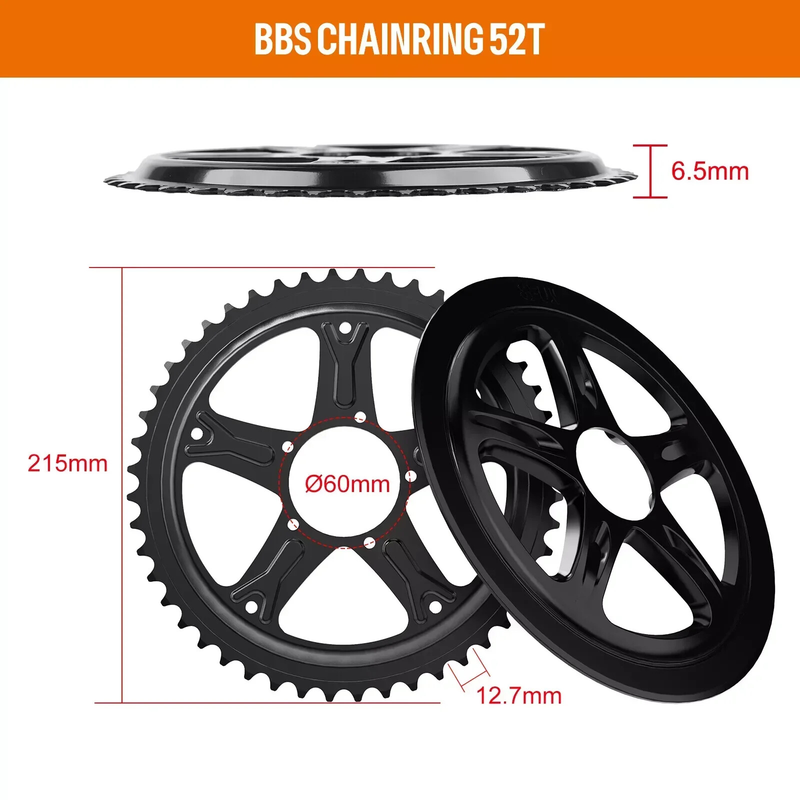 Chainring Sprocket Chainwheel 52T for Bafang BBS01B BBS02B 250-750W Mid Motor